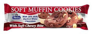 Мерба меки бисквити Мъфин с тъмен, млечен и бял шоколад (30%) 175 гр
