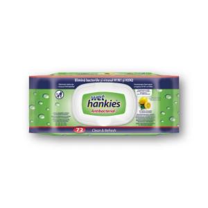 WET HANKIES LEMON Антибактериални мокри кърпички за ръце, 72 бр.