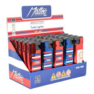 ЗАПАЛКА МАТЕО 173032 TURBO METAL CASE RED BLUE LINES 25БР.