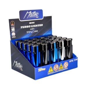 ЗАПАЛКА МАТЕО 173100 TURBO METAL CASE MINI BLUE-GREY 25бр.