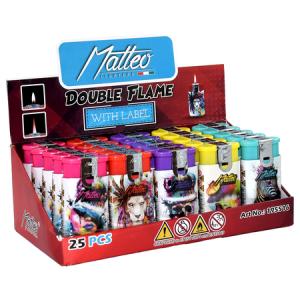 ЗАПАЛКА МАТЕО 195516 DOUBLE FLAME COLORFUL 25БР.