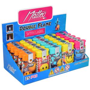 ЗАПАЛКА МАТЕО 195518 DOUBLE FLAME SMILEY 25БР.