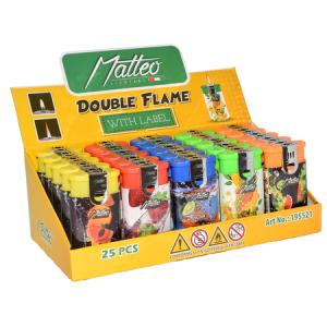 ЗАПАЛКА МАТЕО 195521 DOUBLE FLAME NORMAL FRUITS 25БР.