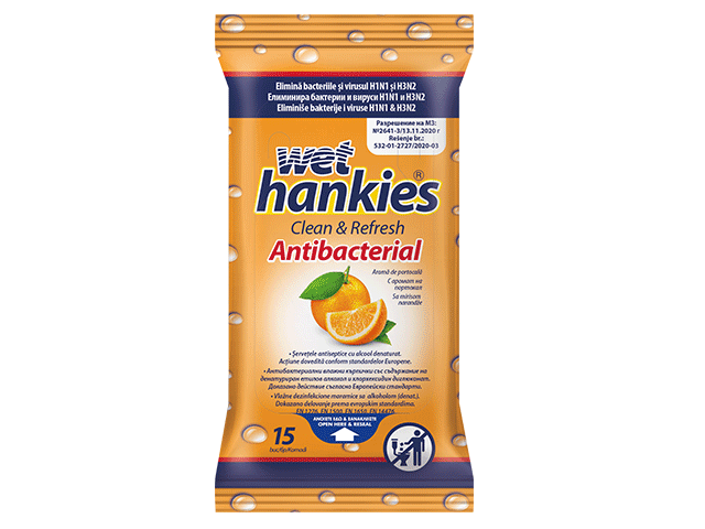 МОКРИ КЪРПИ ХАНКИЕС АНТИБАКТЕРИАЛНИ ПОРТОКАЛ 15БР