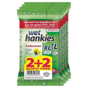 Wet Hankies XL Антибактериални мокри кърпи с аромат на лимон 2 + 2 x15 броя