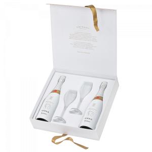 Бяло вино Комплект 2 бутилки Кава Анна Блан де Блан NV, 0.75 л + 2 чаши, кутия.