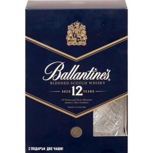 БАЛАНТАЙНС/BALLANTINE'S ШОТЛАНДСКО УИСКИ С 2 ЧАШИ, 12 ГОДИШНО (700 МЛ)