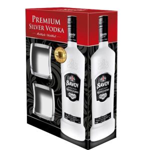 САВОЙ - Българска ВОДКА СИЛВЪР 1Л+2 ЧАШИ