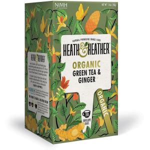 HEATH & HEATHER БИО ЗЕЛЕН ЧАЙ С ДЖИНДЖИФИЛ, 20 БР. (40 Г)40 Г