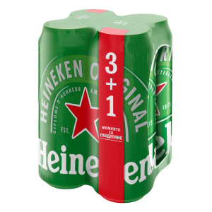 HEINEKEN БИРА, КЕН, МУЛТИПАК (4 БР. Х 500 МЛ)