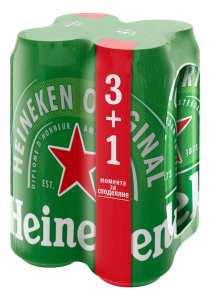 HEINEKEN БИРА, КЕН, МУЛТИПАК (4 БР. Х 500 МЛ)
