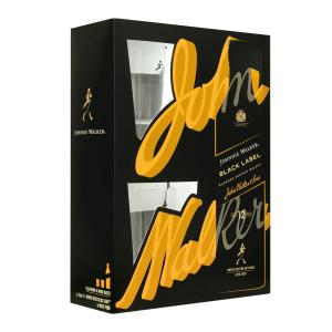 Шотландско уиски Джони Уокър/Johnnie Walker Black Label 12 Y.O. 700ml. с две чаши