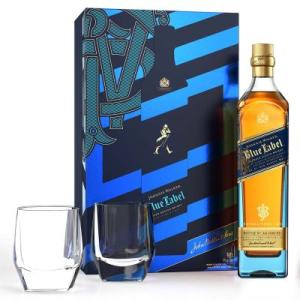 Шотландско уиски ДЖОНИ УОКЪР / Johnnie Walker СИН ЕТИКЕТ + 2 ЧАШИ 700мл.