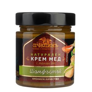 Натурален крем мед с тахан от шамфъстък Пчелинъ – 250 г