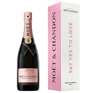 ШАМПАНСКО МОЕТ РОЗЕ ИМПЕРИАЛ БРУТ КУТИЯ С НАДПИС SAY YES TO LOVE 0.75Л
