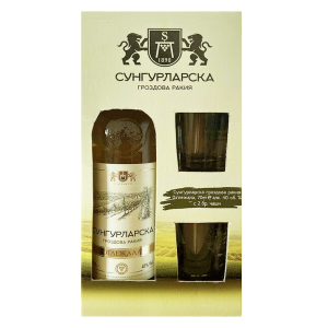 СУНГУРЛАРСКА ОТЛЕЖАЛА ГРОЗДОВА РАКИЯ, ПРОМО ПАКЕТ С ДВЕ ЧАШИ (700 МЛ)