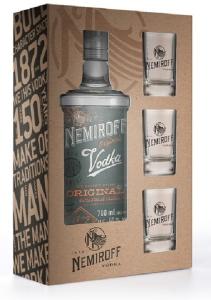 УКРАИНСКА ВОДКА НЕМИРОФ/NEMIROFF ОРИГИНАЛ 0,7Л + 3 ШОТ ЧАШИ