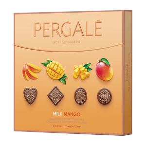 PERGALĖ МАНГО БОНБОНИ АСОРТИ С МЛЕЧЕН ШОКОЛАД 114Г